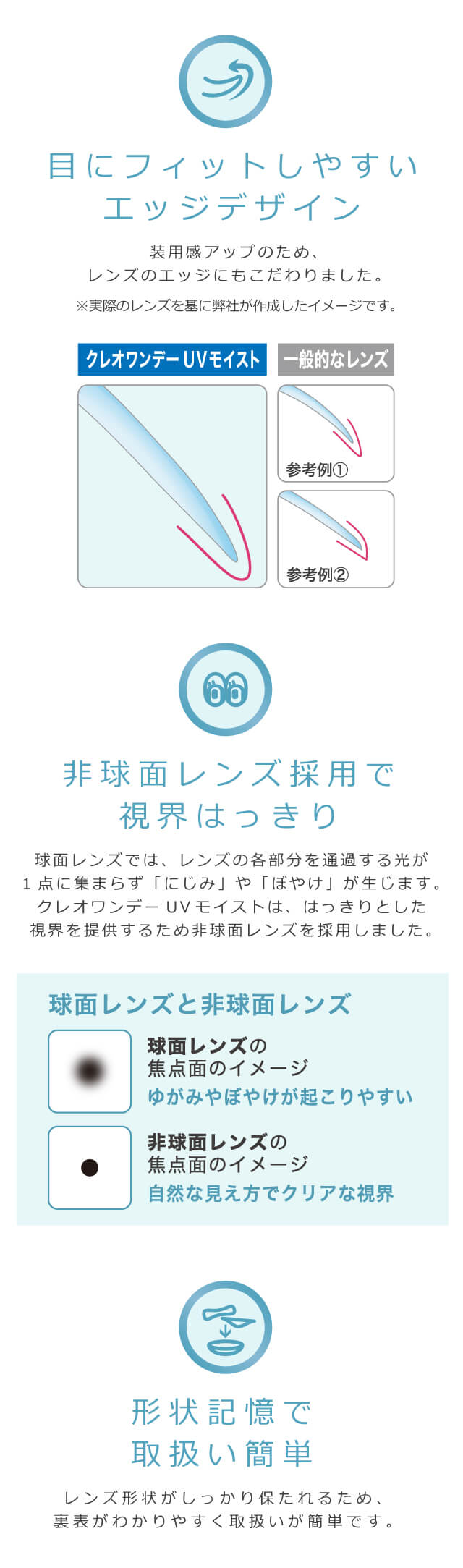 目にフィットしやすいエッジデザイン