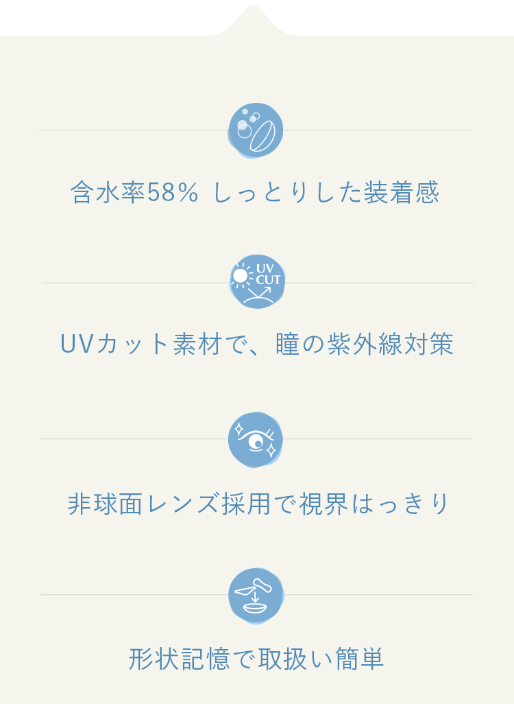含水率58% しっとりした装着感